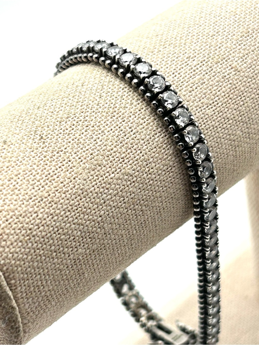 Epiphany Far East Gem Sterling Silver Diamonique Tennis Bracelet 8.25”